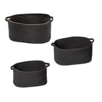Honey-Can-Do - 3pc Cotton Coil Baskets - Black - Front_Zoom