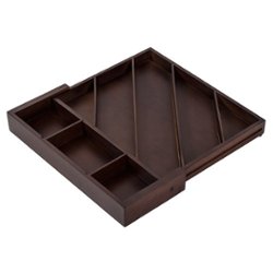 Honey-Can-Do - Expandable Diagonal Bamboo Drawer Organizer with Adjustable Dividers - Walnut - Front_Zoom