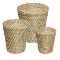 Honey-Can-Do - Set of 3 Nesting Seagrass Snake Charmer's Baskets - Natural - Front_Zoom