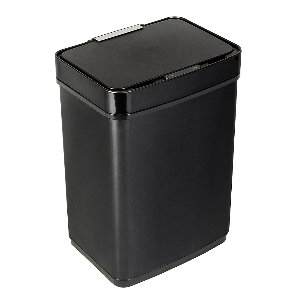 Angle View: Honey-Can-Do - 50 Liter Stainless Steel Sensor Trash Can - Black