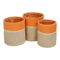 Honey-Can-Do - Set of 3 Paper Straw Nesting Baskets with Handles - Natural - Front_Zoom