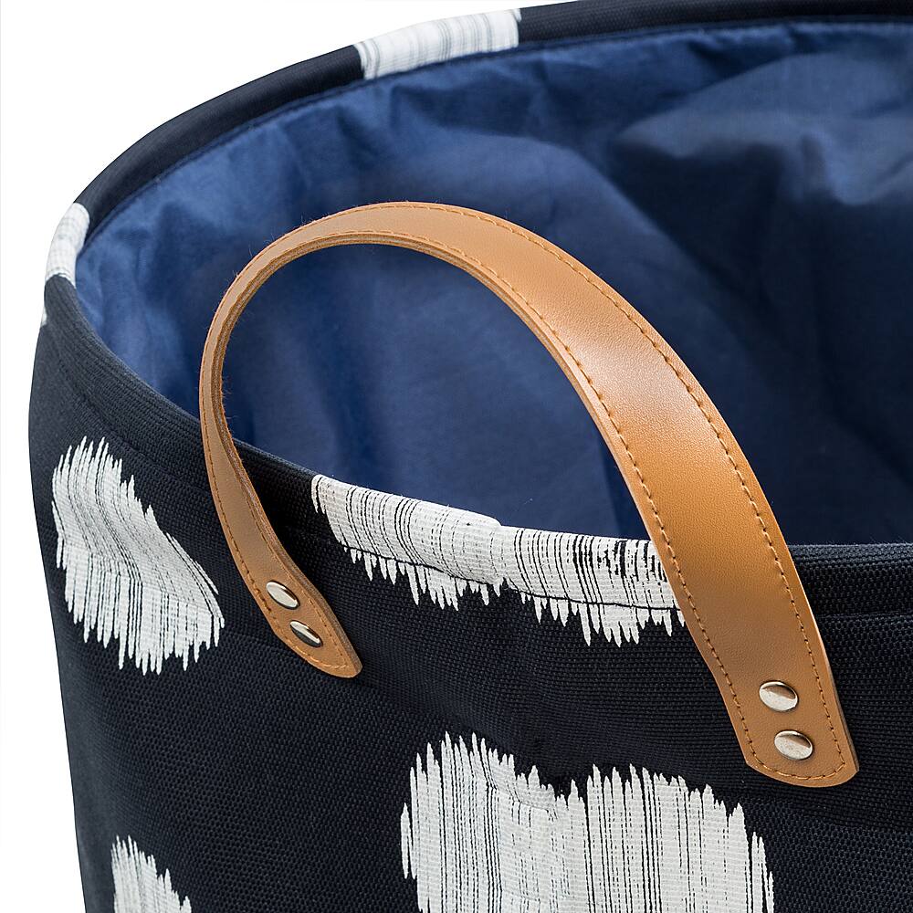 Left View: Honey-Can-Do - Canvas Scribble Hamper - Navy Blue