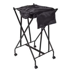 Honey-Can-Do - Single Bounce Back Hamper - No Bend Laundry Basket on Wheels with Lid - Black - Front_Zoom