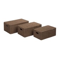 Honey-Can-Do - 3-Piece Paper Rope Cord Basket Set - Brown - Front_Zoom
