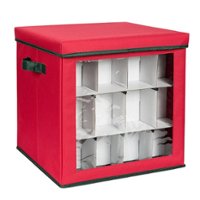 Honey-Can-Do - 48-Ornament Storage Box - Red - Front_Zoom