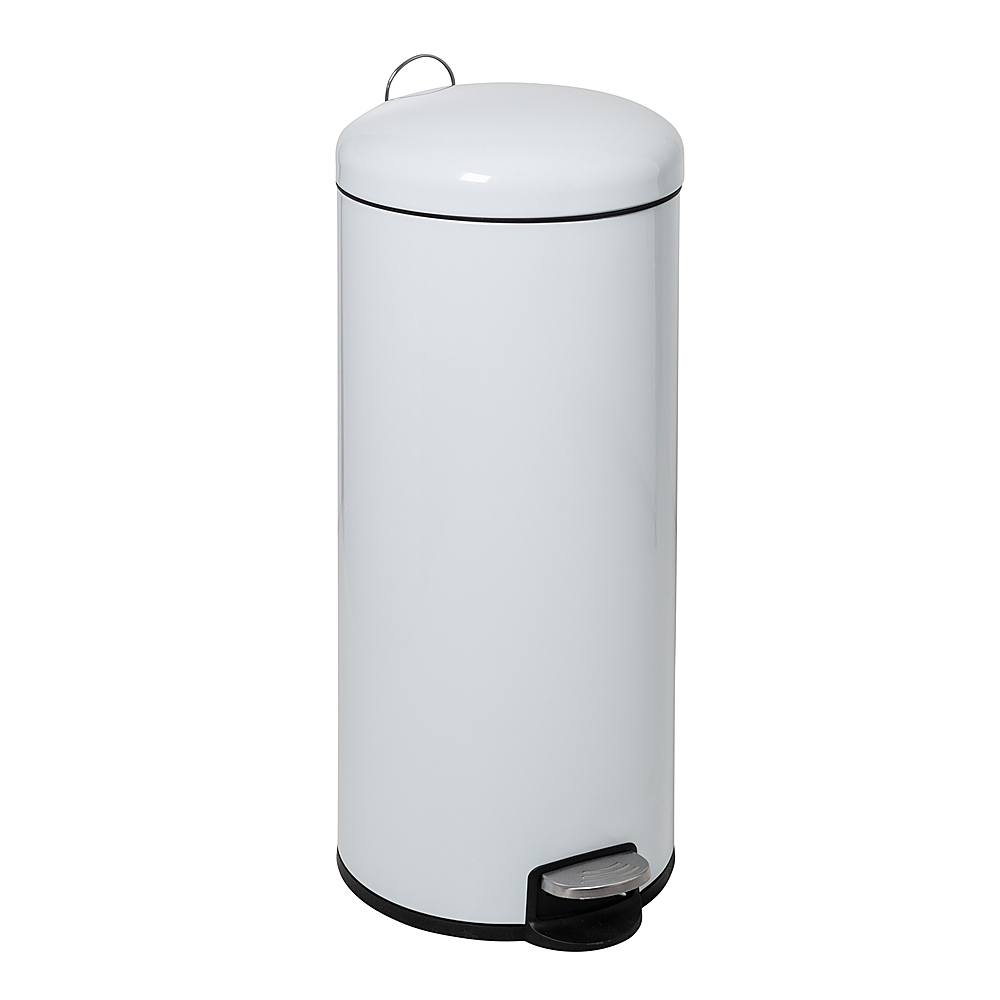 Angle View: Honey-Can-Do - Retro Metal Kitchen Step Trash Can with Lid - White