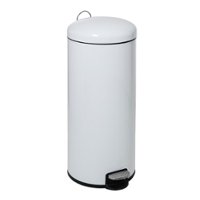 Honey-Can-Do - Retro Metal Kitchen Step Trash Can with Lid - White - Angle_Zoom