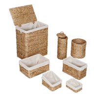 Honey-Can-Do - 7-Piece Water Hyacinth Woven Bathroom Storage Basket Set - Natural - Front_Zoom