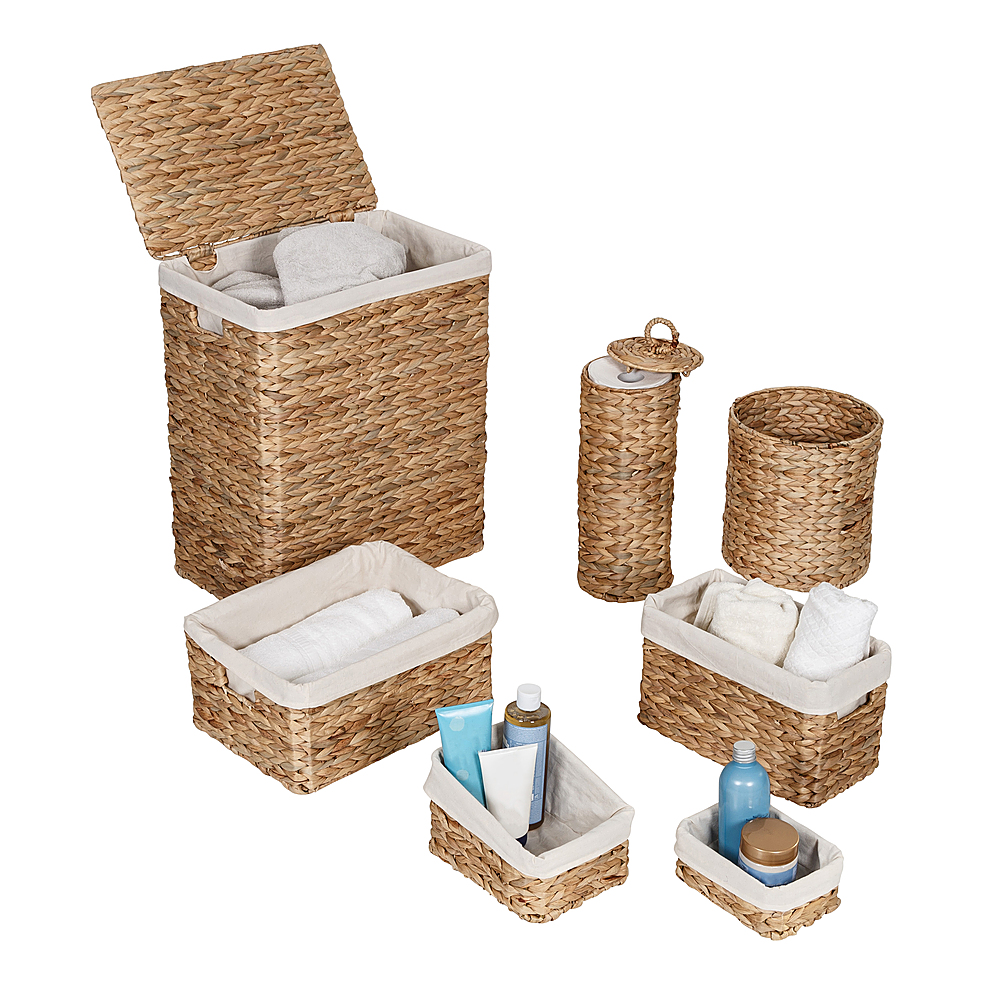 Best Buy: Honey-Can-Do 7-Piece Water Hyacinth Woven Bathroom Storage Basket  Set Natural HMP-09359