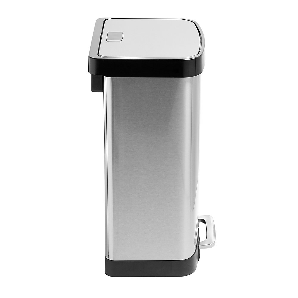 Left View: Honey-Can-Do - 50 Liter Large Stainless Steel Step Trash Can with Lid - Silver