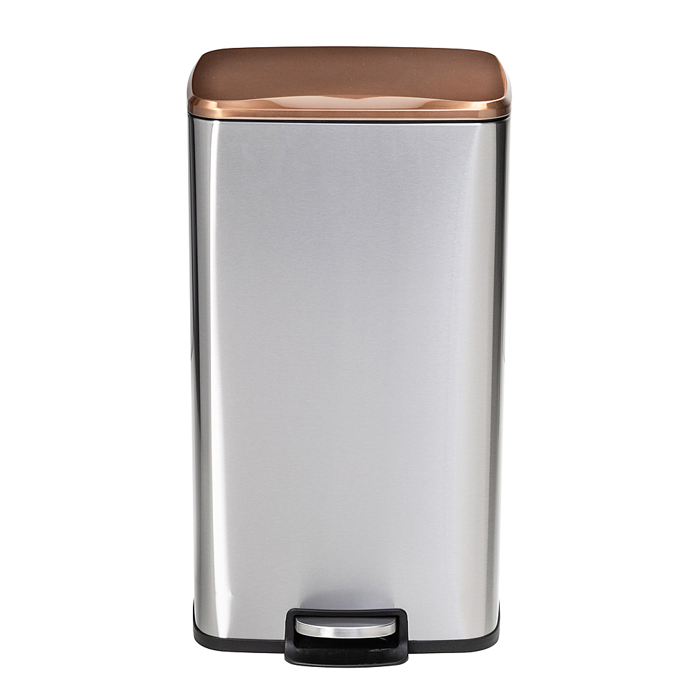 Left View: Honey-Can-Do - Set of Stainless Steel Step Trash Cans with Lid - Silver