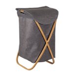 Front. Honey-Can-Do - Bamboo & Canvas Hamper - Natural.