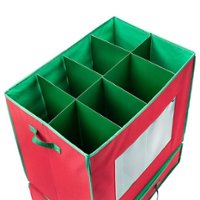 Honey-Can-Do - Holiday Decorations Storage Box With Handles - Red - Front_Zoom