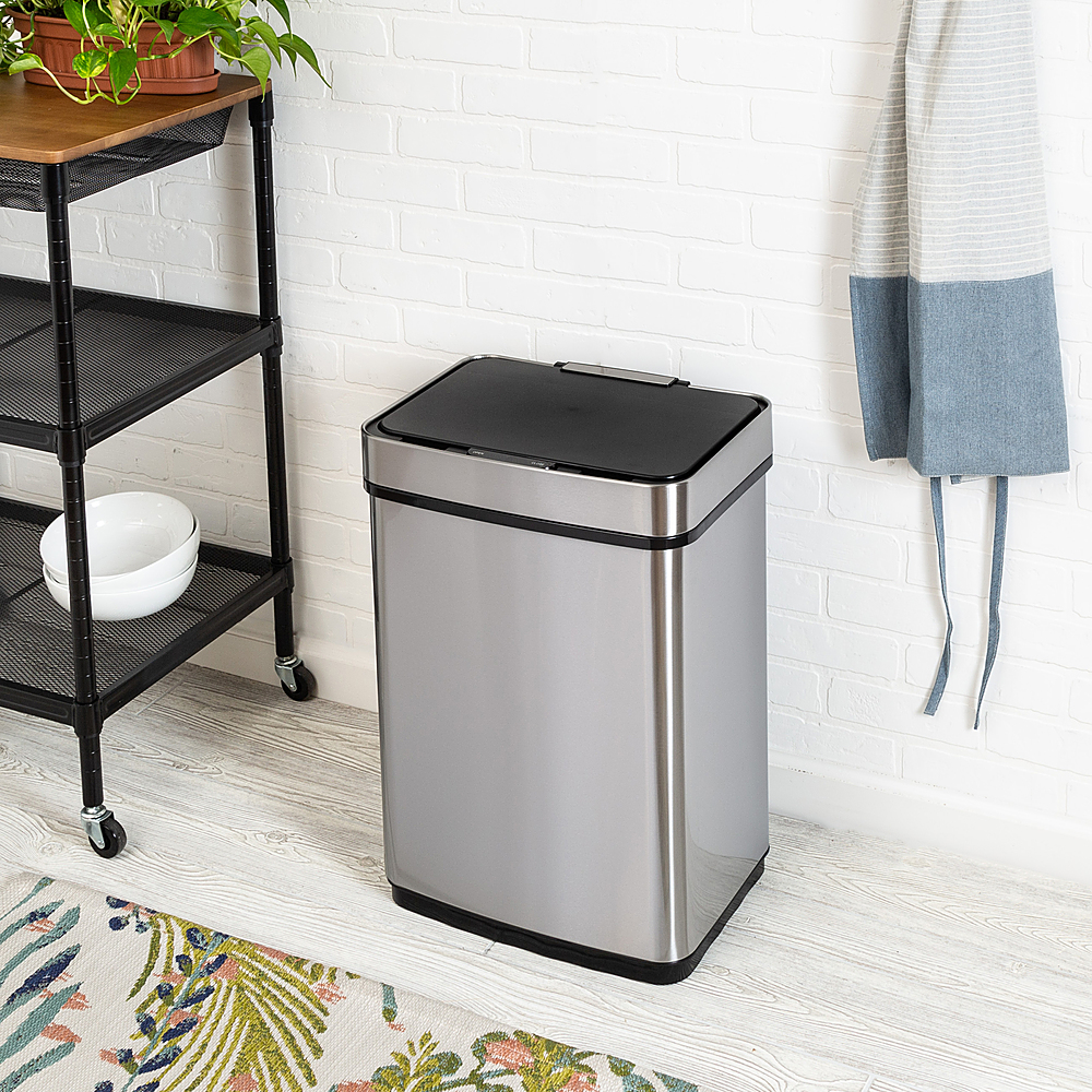 Best Buy: Honey-Can-Do 58 Liter Tall and Wide Stainless Steel Step Trash Can  with Lid Silver TRS-09336