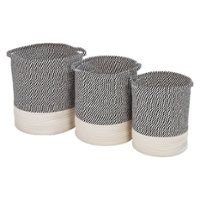 Honey-Can-Do - Set of 3 Two-Tone Cotton Rope Baskets for Storage & Organization - Grey - Front_Zoom