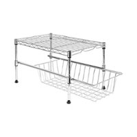 Honey-Can-Do - Cabinet Organizer with Adjustable Shelf and Pull-Out Basket - Chrome - Front_Zoom