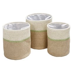 Honey-Can-Do - Set of 3 Small Nesting Paper Straw Baskets with Handles - Natural - Front_Zoom