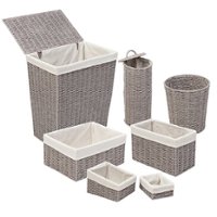 Honey-Can-Do - 7-Piece Twisted Paper Rope Woven Bathroom Storage Basket Set - Grey - Front_Zoom