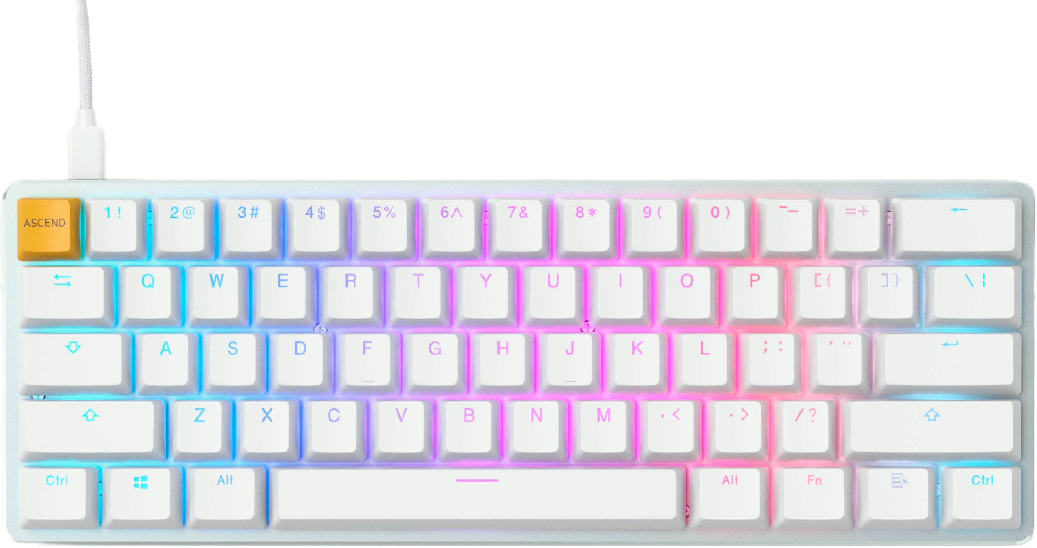 Front. Glorious - GMMK 1 Compact 60% Wired Mechanical Gaming Keyboard with RGB - White Ice.