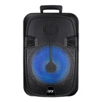 QFX - 12” Bluetooth Rechargeable Portable Speaker with Stand, Microphone and LED Party Lights - Black - Front_Zoom
