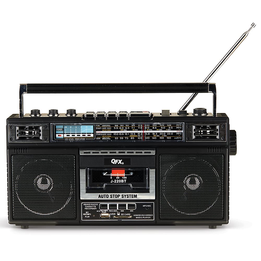 Best Buy: QFX Radio/Cassette to MP3 Boombox Converter Black J-220BT