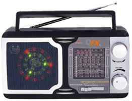 QFX - Portable 12-Band Radio with LED Party Lights and  AM/FM/SW/TV Radio - Black - Front_Zoom