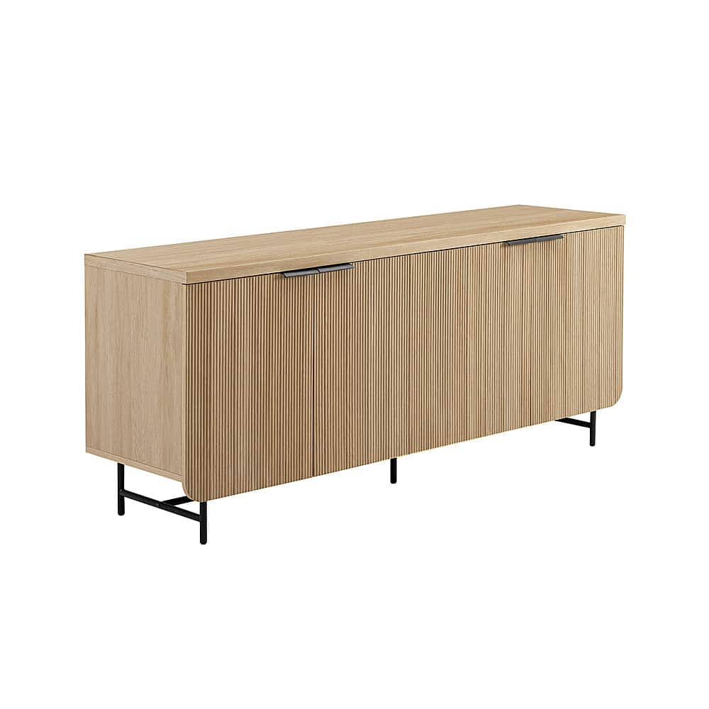 Left. Walker Edison - Scandi 4-Door Minimalist Reeded Sideboard - Coastal Oak.