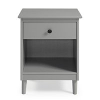 Walker Edison - Classic Solid Wood 1-Drawer Nightstand - Grey - Front_Zoom