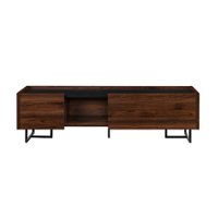 Walker Edison - Contemporary Low TV Stand for TVs up to 65” - Dark Walnut - Front_Zoom