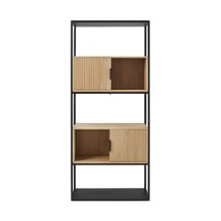 Walker Edison - Modern Bookcase with Open and Closed Storage - Coastal Oak - Front_Zoom