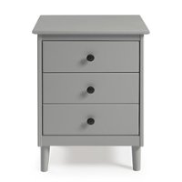 Walker Edison - Transitional Solid Wood 3-Drawer Nightstand - Gray - Front_Zoom