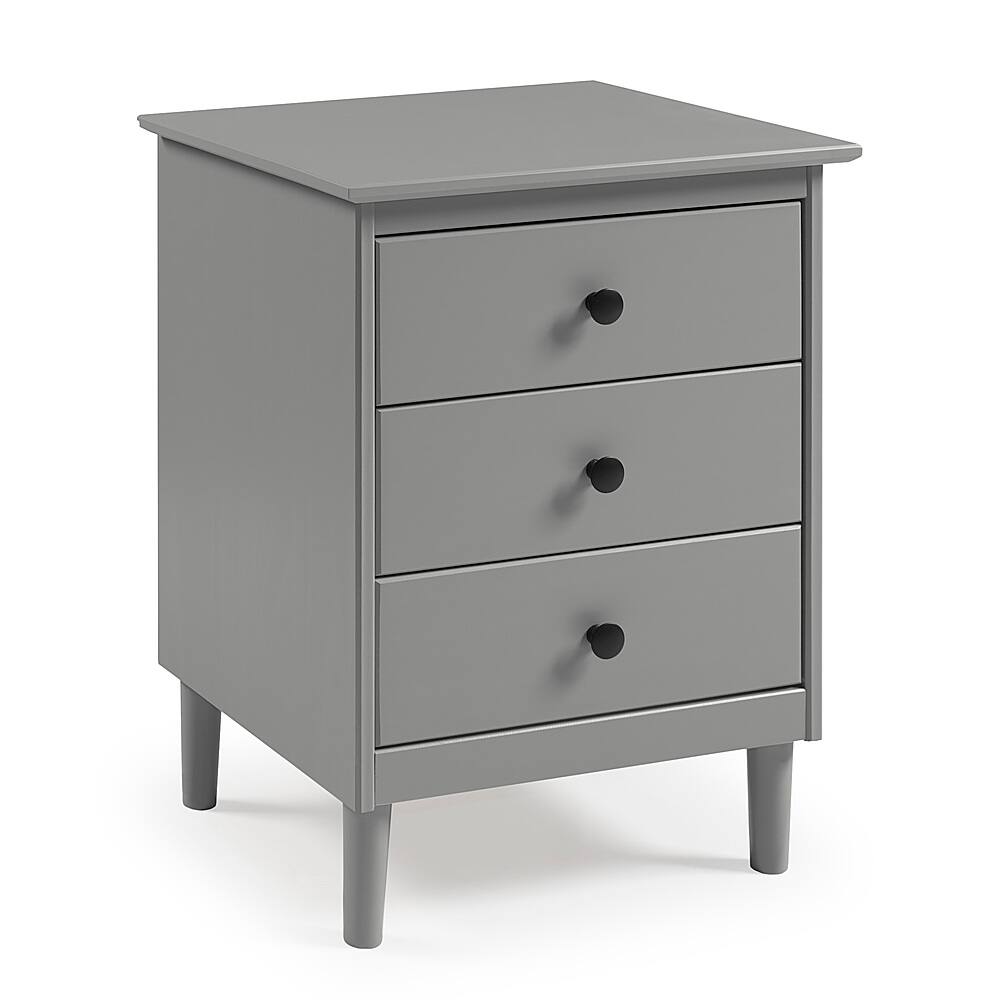 Angle View: Walker Edison - Transitional Solid Wood 3-Drawer Nightstand - Gray