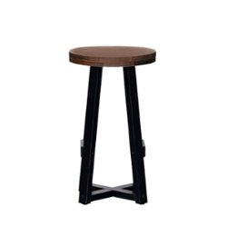 Walker Edison - Rustic Distressed Solid Wood Dining Stool - Mahogany - Front_Zoom