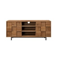 Walker Edison - Modern Checkered TV Cabinet for TVs up to 55” - English Oak - Front_Zoom