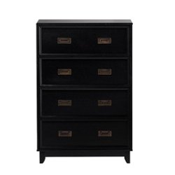 Walker Edison - Classic Solid Wood 4-Drawer Dresser - Black - Front_Zoom
