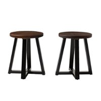 Walker Edison - Rustic Distressed Counter-Height Solid Wood Dining Stool - Mahogany - Front_Zoom