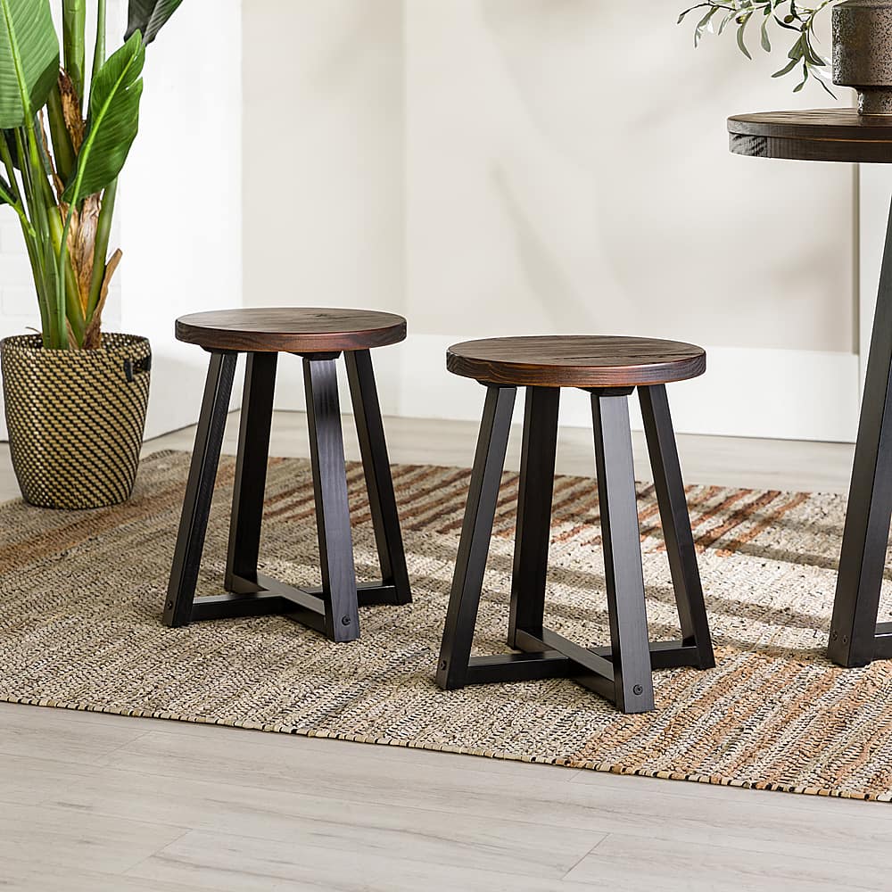 Alt View 38. Walker Edison - Rustic Distressed Counter-Height Solid Wood Dining Stool - Mahogany.