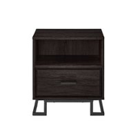 Walker Edison - Contemporary 1-Drawer Metal and Wood Nightstand - Charcoal - Front_Zoom