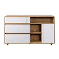 Walker Edison - Contemporary Open and Closed-Storage Sideboard - Coastal Oak - Front_Zoom