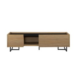 Walker Edison - Contemporary Low TV Stand for TVs up to 65” - Coastal Oak - Front_Zoom