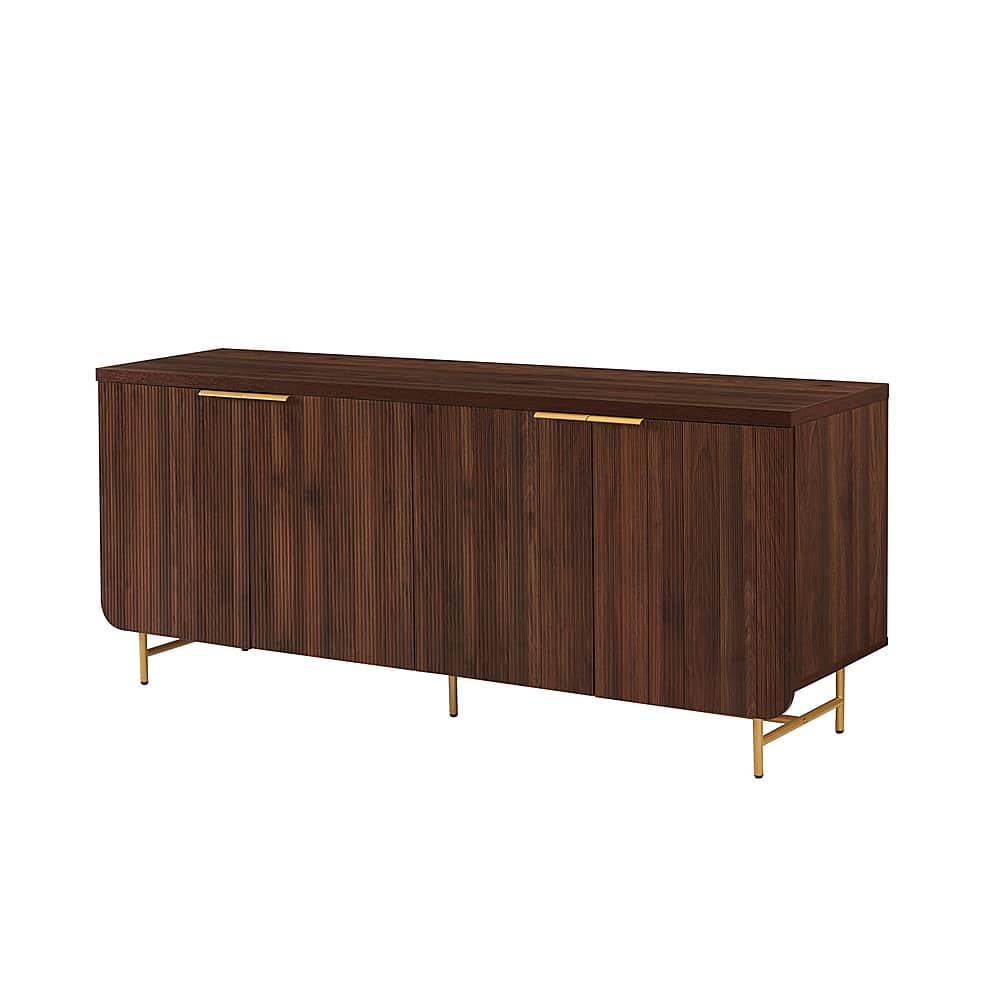 Angle. Walker Edison - Scandi 4-Door Minimalist Reeded Sideboard - Dark Walnut.
