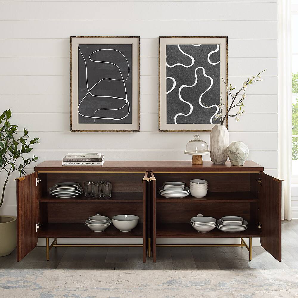 Alt View 16. Walker Edison - Scandi 4-Door Minimalist Reeded Sideboard - Dark Walnut.
