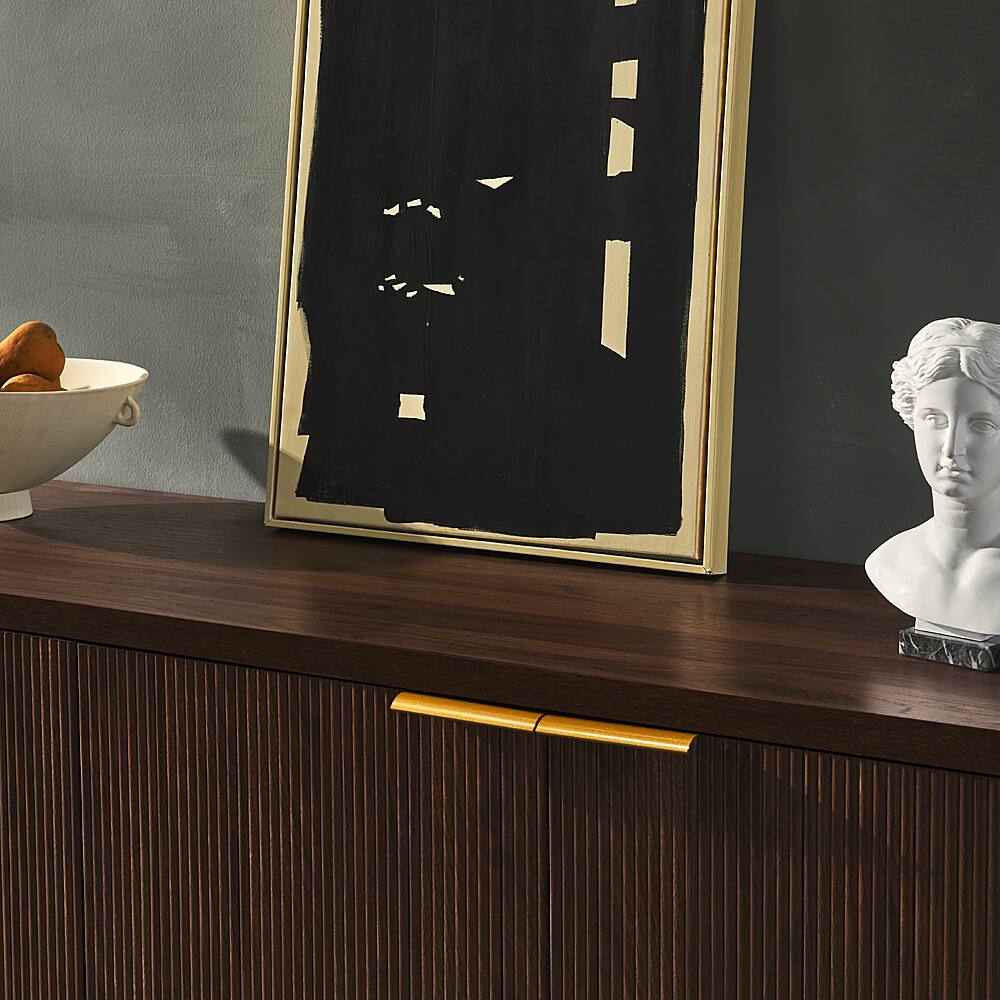 Alt View 13. Walker Edison - Scandi 4-Door Minimalist Reeded Sideboard - Dark Walnut.