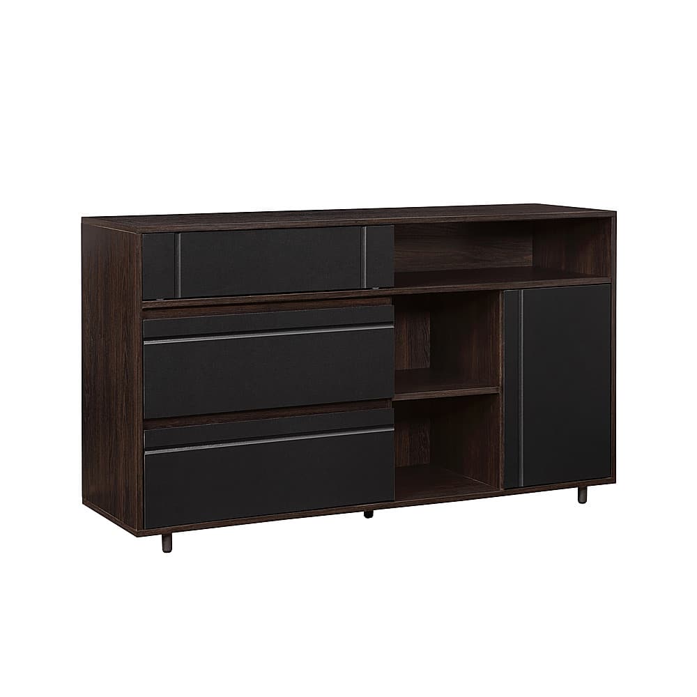 Left View: Walker Edison - Contemporary Open and Closed-Storage Sideboard - Dark Espresso