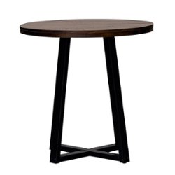 Walker Edison - Rustic Distressed Counter-Height Solid Wood Dining Stool - Mahogany - Front_Zoom