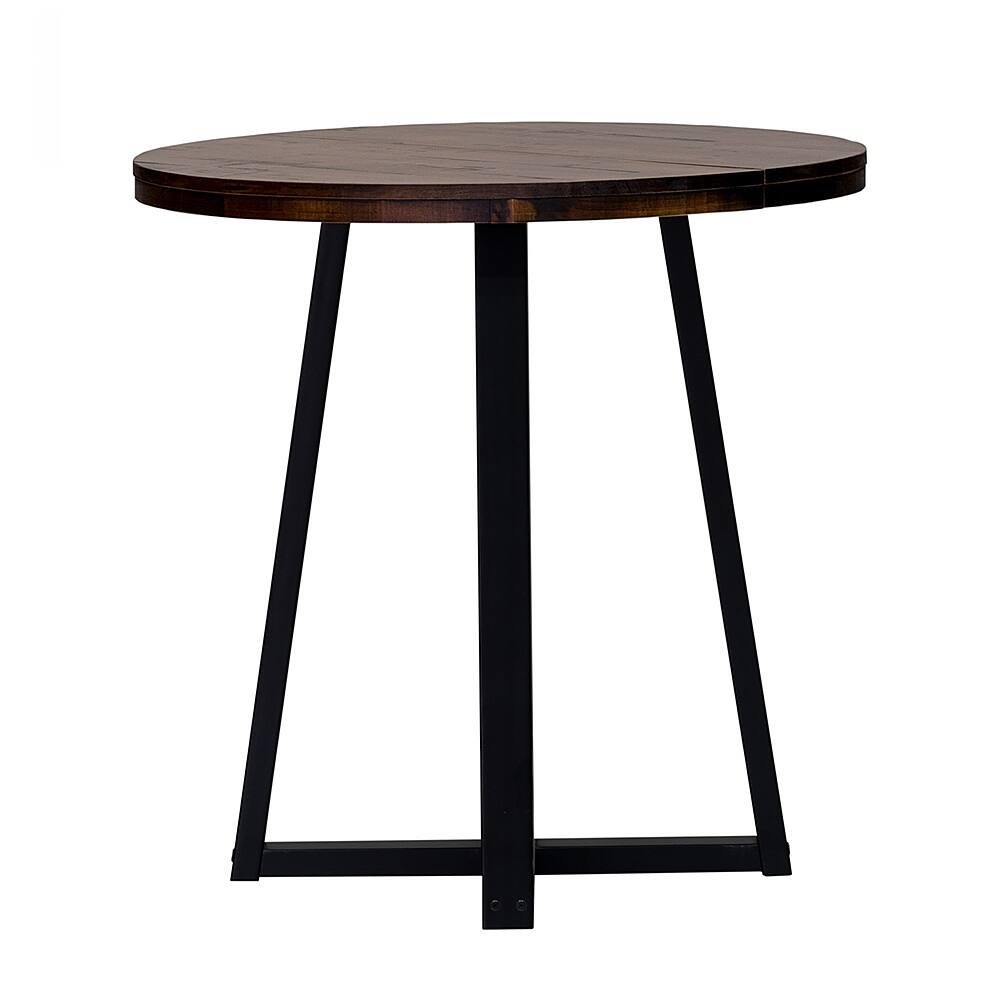 Angle View: Walker Edison - Rustic Distressed Counter-Height Solid Wood Dining Stool - Mahogany