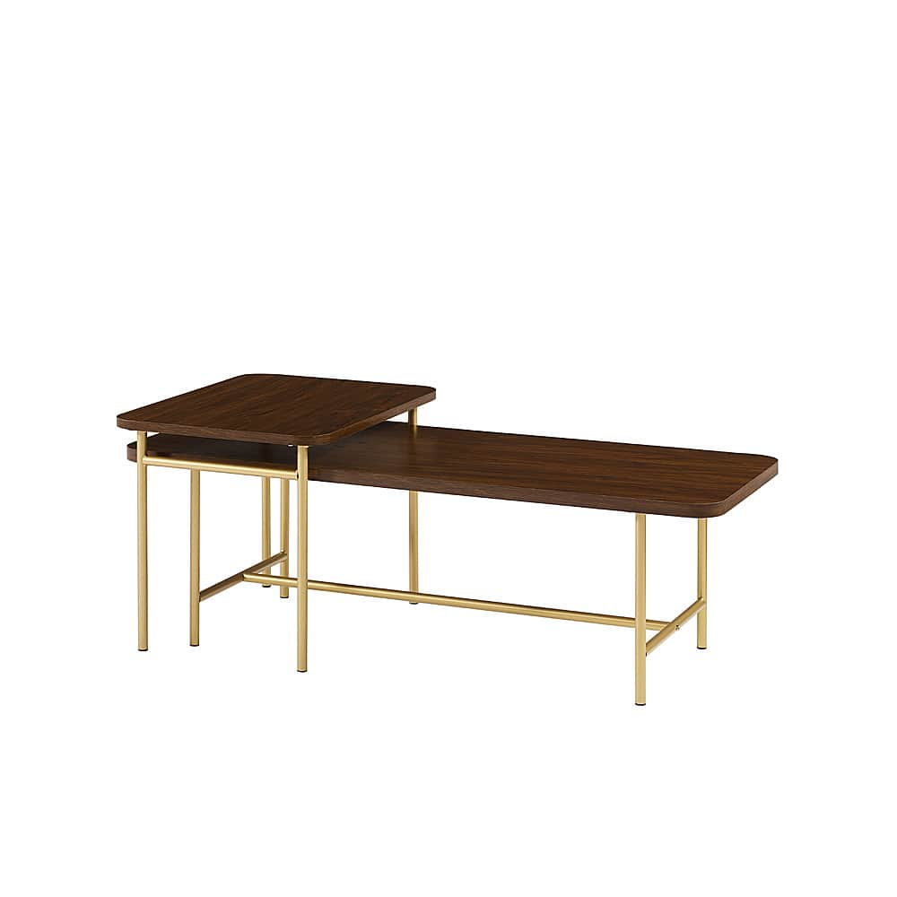 Walker Edison – Contemporary Metal and Wood Nesting Coffee Table – Dark Walnut Sansujyuku sansujyuku.com