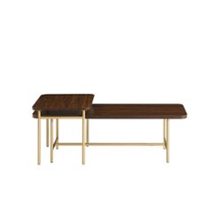 Walker Edison - Contemporary Metal and Wood Nesting Coffee Table - Dark Walnut - Front_Zoom
