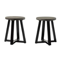 Walker Edison - Rustic Distressed Counter-Height Solid Wood Dining Stool - Gray - Front_Zoom