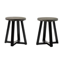 Walker Edison - Rustic Distressed Counter-Height Solid Wood Dining Stool - Grey - Front_Zoom
